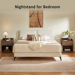 Set of 2 Fluted Nightstands with Hidden Compartment – Natural Walnut