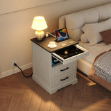 Yusong Farmhouse Accent Table with Hidden Tabletop Stash Drawer