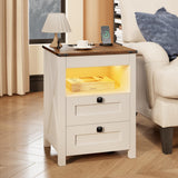 Farmhouse Smart Nightstand with Hidden Biometric Safe Drawer