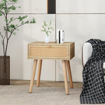Rattan Nightstand with Hidden Compartment – Boho Bedside Table