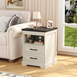 Yusong Farmhouse Accent Table with Hidden Tabletop Stash Drawer