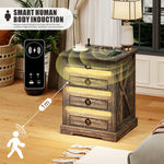 Farmhouse Nightstand with Gun Drawer & Charging Station – Rustic