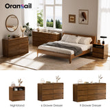 Oransail Mid-Century Walnut Nightstand with Hidden Stash Layer