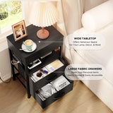 Lazzanto Black Steel Frame Nightstand with Sliding Top Safe
