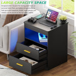 LED Nightstand with Lockable Gun Drawer & Charging Station