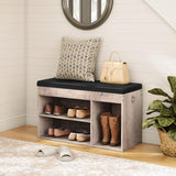 Entryway Shoe Bench with Cushion | Flip-Top Storage & Adjustable Shelf