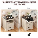 Yusong Farmhouse Accent Table with Hidden Tabletop Stash Drawer