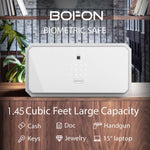 1.45 cu ft Biometric Safe with Keypad & Backup Key – White