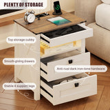 Farmhouse Smart Nightstand with Hidden Biometric Safe Drawer
