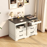 Yusong Farmhouse Accent Table with Hidden Tabletop Stash Drawer