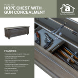 Hope Chest Bench with Locking Gun Concealment – Grey
