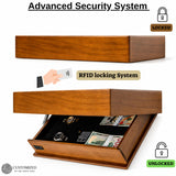 Minimalist Walnut Secure Floating Concealment Shelf