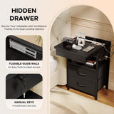 Lazzanto Black Steel Frame Nightstand with Sliding Top Safe
