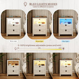 Farmhouse Nightstand with Charging Station & Outlets – Antique White