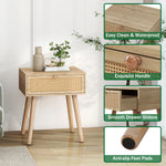 Rattan Nightstand with Hidden Compartment – Boho Bedside Table