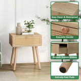 Rattan Nightstand with Hidden Compartment – Boho Bedside Table