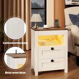 Farmhouse Smart Nightstand with Hidden Biometric Safe Drawer