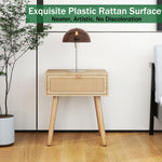 Rattan Nightstand with Hidden Compartment – Boho Bedside Table