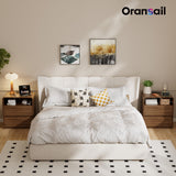 Oransail Mid-Century Walnut Nightstand with Hidden Stash Layer