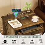 Farmhouse Nightstand with Gun Drawer & Charging Station – Rustic