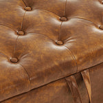 Leather Storage Ottoman Bench with Rolled Arms