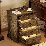 Farmhouse Nightstand with Gun Drawer & Charging Station – Rustic