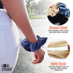 3-Pack Velvet Hair Tie Scrunchies with Hidden Pocket – Navy, Tan, Black