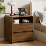 Oransail Mid-Century Walnut Nightstand with Hidden Stash Layer