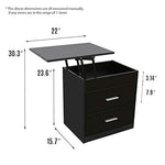 Nightstand with 2 Drawer and Hidden Storage Lift Top Compartment/Laptop Desk - Secret Stashing - Concealment Furniture, Diversion Safes, Home Security Safes