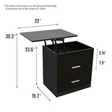 Nightstand with 2 Drawer and Hidden Storage Lift Top Compartment/Laptop Desk - Secret Stashing - Concealment Furniture, Diversion Safes, Home Security Safes