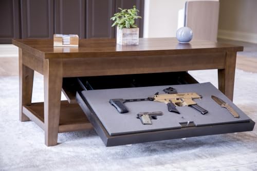 Hidden Gun Concealment Coffee Table Safe with Trap Door & RFID Lock ...
