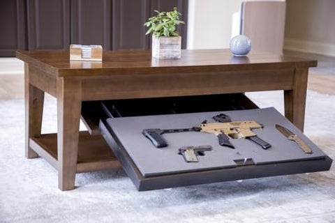 Mini Table Top Safe Hidden Gun Concealment Coffee Table Safe with Trap Door & RFID Lock ...
