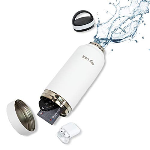 Bindle Bottle Vacuum Insulated Water Bottle, Stainless Steel & Double Walled, Hidden Stash/Storage Compartment, Stays Cold for 24 Hours, Hot for 12, Leak Proof Wide Mouth Lid, White, 24 oz - Secret Stashing - Concealment Furniture, Diversion Safes, Home S