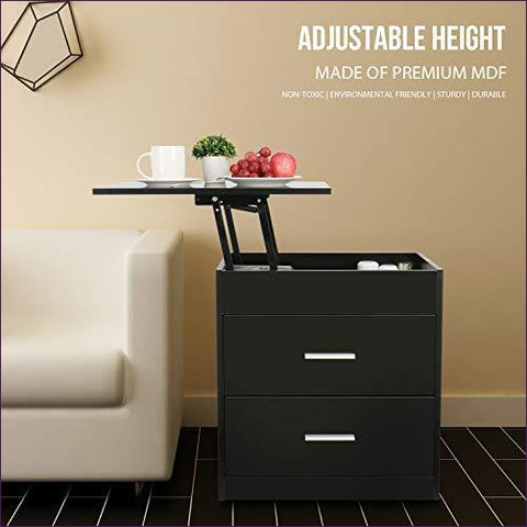 Nightstand with 2 Drawer and Hidden Storage Lift Top Compartment/Laptop Desk - Concealment furniture and gun concealment furniture to hide your money, pistol, rifle or other weapons, keep guns safe away from kids with hidden compartment furniture -Secret Stashing