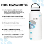 Bindle Bottle Vacuum Insulated Water Bottle, Stainless Steel & Double Walled, Hidden Stash/Storage Compartment, Stays Cold for 24 Hours, Hot for 12, Leak Proof Wide Mouth Lid, White, 24 oz - Secret Stashing - Concealment Furniture, Diversion Safes, Home S