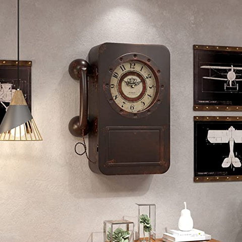 Retro Telephone Wall Clock with Hidden Safe