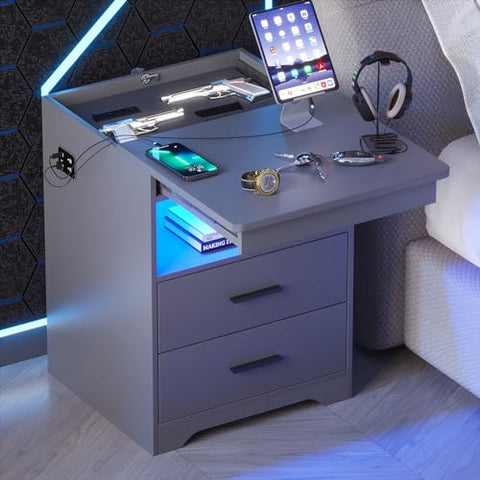 LED Nightstand with Gun Drawer