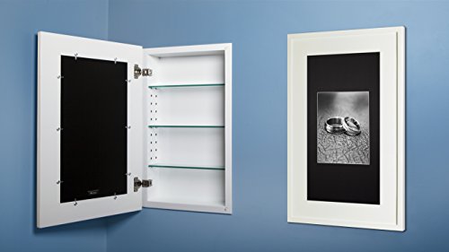 Hidden storage mirror, In-wall gun safe concealment cabinet - Espresso