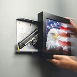 HIDE MY GUNS Firearm Concealment Shadowbox with Galvanized Steel mounting Bracket, Multi Position Pistol Mounting Rod and Choice of Americana Photo.