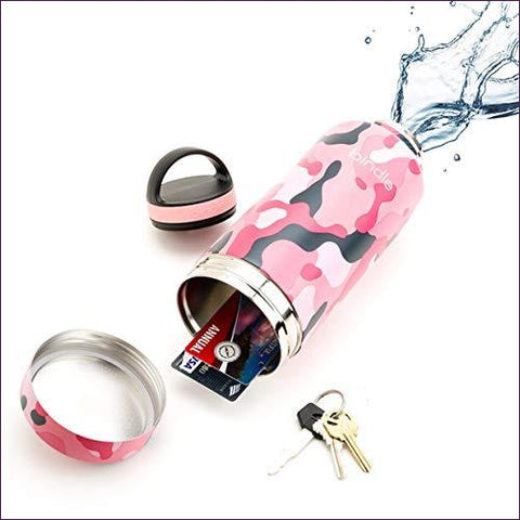 Stainless Steel Double Walled & Vacuum Insulated Water Bottle with Storage/Stash Compartment - Secret Stashing - Concealment Furniture, Diversion Safes, Home Security Safes