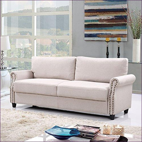 Classic Living Room Linen Sofa with Nailhead Trim Furniture with Storage - Concealment furniture and gun concealment furniture to hide your money, pistol, rifle or other weapons, keep guns safe away from kids with hidden compartment furniture -Secret Stashing