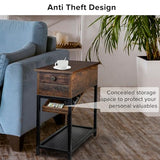 Wooden Side Table with Hidden Safe