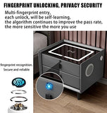 Nightstand Charging Station with Fingerprint Lock - Secret Stashing - Concealment Furniture, Diversion Safes, Home Security Safes