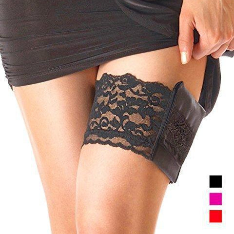 Garter Purse, Stays Put Silicone Grip & 2 Secured Pockets - Hide your money and passport and keep it safe when traveling with clothes and jewelry with secret compartments -Secret Stashing