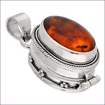 Gemstone Sterling Silver Poison Locket Pill Box Pendant - Secret Stashing - Concealment Furniture, Diversion Safes, Home Security Safes