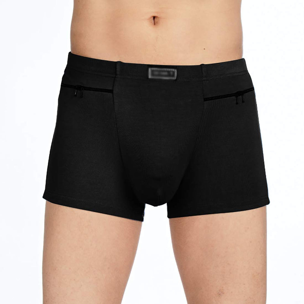  Pocket Underwear for Men with Secret Hidden Pocket, Travel  Stash Boxer Brief, Small Size 2 Packs (Black) : Clothing, Shoes & Jewelry
