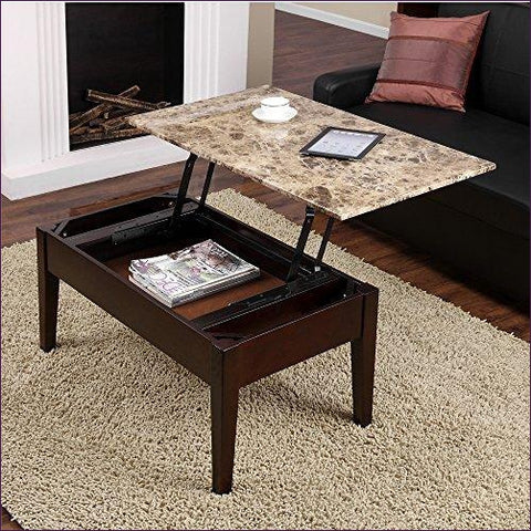 Dorel Living Faux Marble Lift Top Coffee Table - Concealment furniture and gun concealment furniture to hide your money, pistol, rifle or other weapons, keep guns safe away from kids with hidden compartment furniture -Secret Stashing