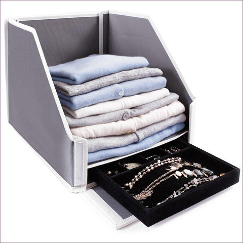 Collapsible Closet Sweater Bin with Hidden Jewelry & Keepsake Storage Compartment - Concealment furniture and gun concealment furniture to hide your money, pistol, rifle or other weapons, keep guns safe away from kids with hidden compartment furniture -Secret Stashing