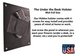 Under The Desk Holster - Concealment furniture and gun concealment furniture to hide your money, pistol, rifle or other weapons, keep guns safe away from kids with hidden compartment furniture -Secret Stashing