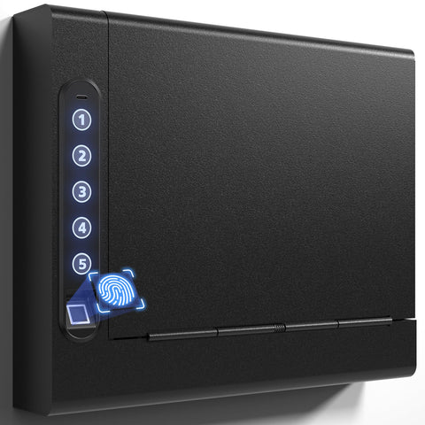 Biometric Wall Safe with Gas Strut for Quick Access